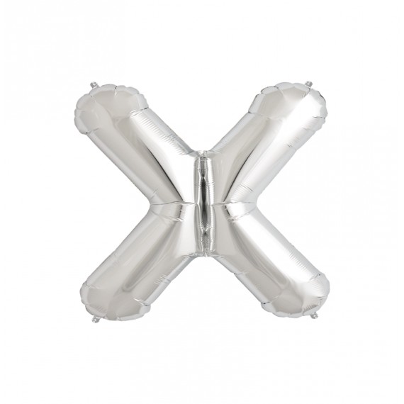 GLOBO FOIL PLATA 34" LETRA X