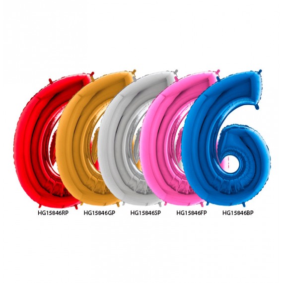 GLOBO FOIL 40" Nº. 6 AZUL REF. HG15846BP