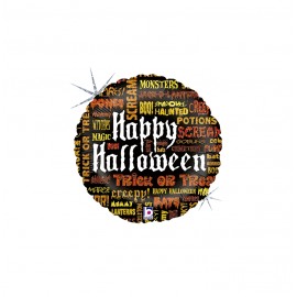 GLOBO FOIL 18" REDONDO HAPPY HALLOWEEN SCARY WORDS