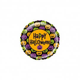 GLOBO FOIL 21" REDONDO HAPPY HALLOWEEN CALABAZAS