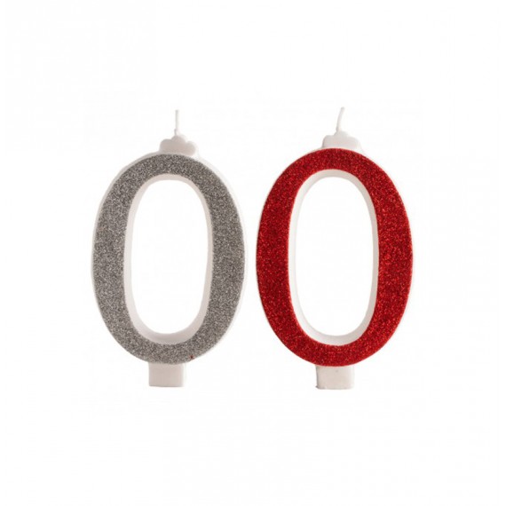 VELA PURPURINA Nº 0 ROJA Y PLATA 13CM. 10 UN.
