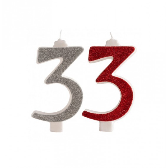 VELA PURPURINA Nº 3 ROJA Y PLATA 13CM. 10 UN.