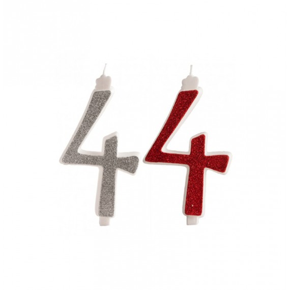 VELA PURPURINA Nº 4 ROJA Y PLATA 13CM. 10 UN.