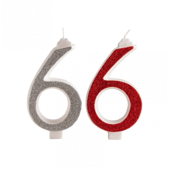 VELA PURPURINA Nº 6 ROJA Y PLATA 13CM. 10 UN.