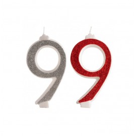 VELA PURPURINA NO 9 ROJA Y PLATA 13CM. 10 UN.