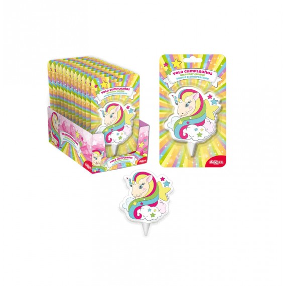 VELA UNICORNIO 2D 7CM 12U. REF: 345334