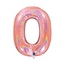 GLOBO FOIL 40" GLITTER HOLOG. ROSA-NO0