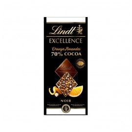 LINDT EXCELL.ORANGE ALMENDRAS 70% CACAO 20X100GR.