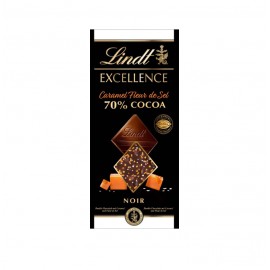 LINDT EXCELL.CARAMEL FLOR SAL 70% CACAO 20X100GR.