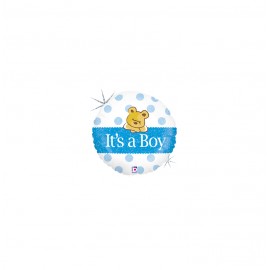 GLOBO FOIL 18" 46CM REDONDO OSO "ITS A BOY"