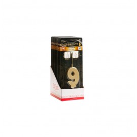 VELA NO 9 ORO CHISPEANTE COD. 345442