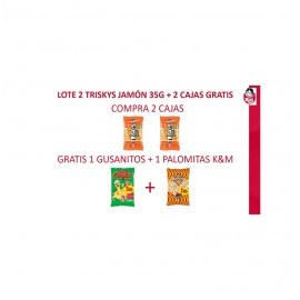 LOTE 2. 2 TRISKYS JAMON 35GR.+ 2 CAJAS GRATIS. 