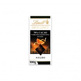 LINDT EXCELL. 70% CACAO BLOOD ORANGE 20X100GR.