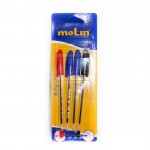 MOLIN 4 BOLIGRAFOS CRISTAL PUNTA NIQ.R.RBCN190-3S